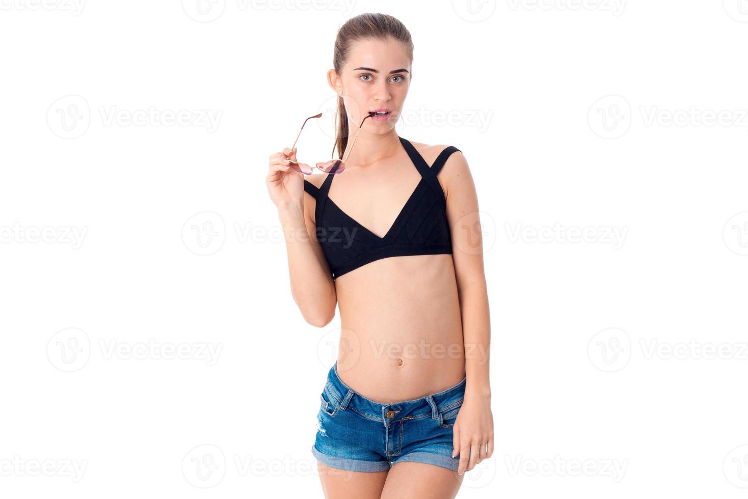 girl in black swimsuit photo