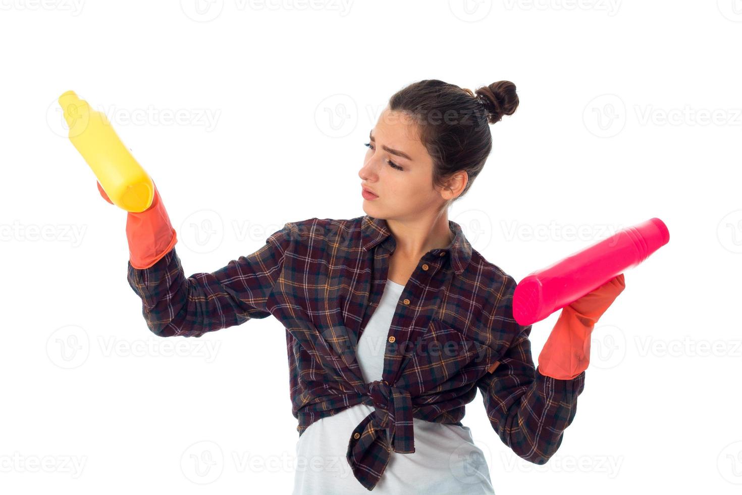 young maid woman with cleansers photo