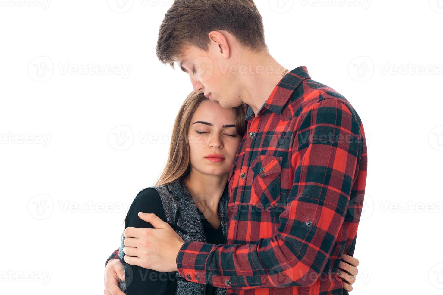 stylish couple in love in studio photo