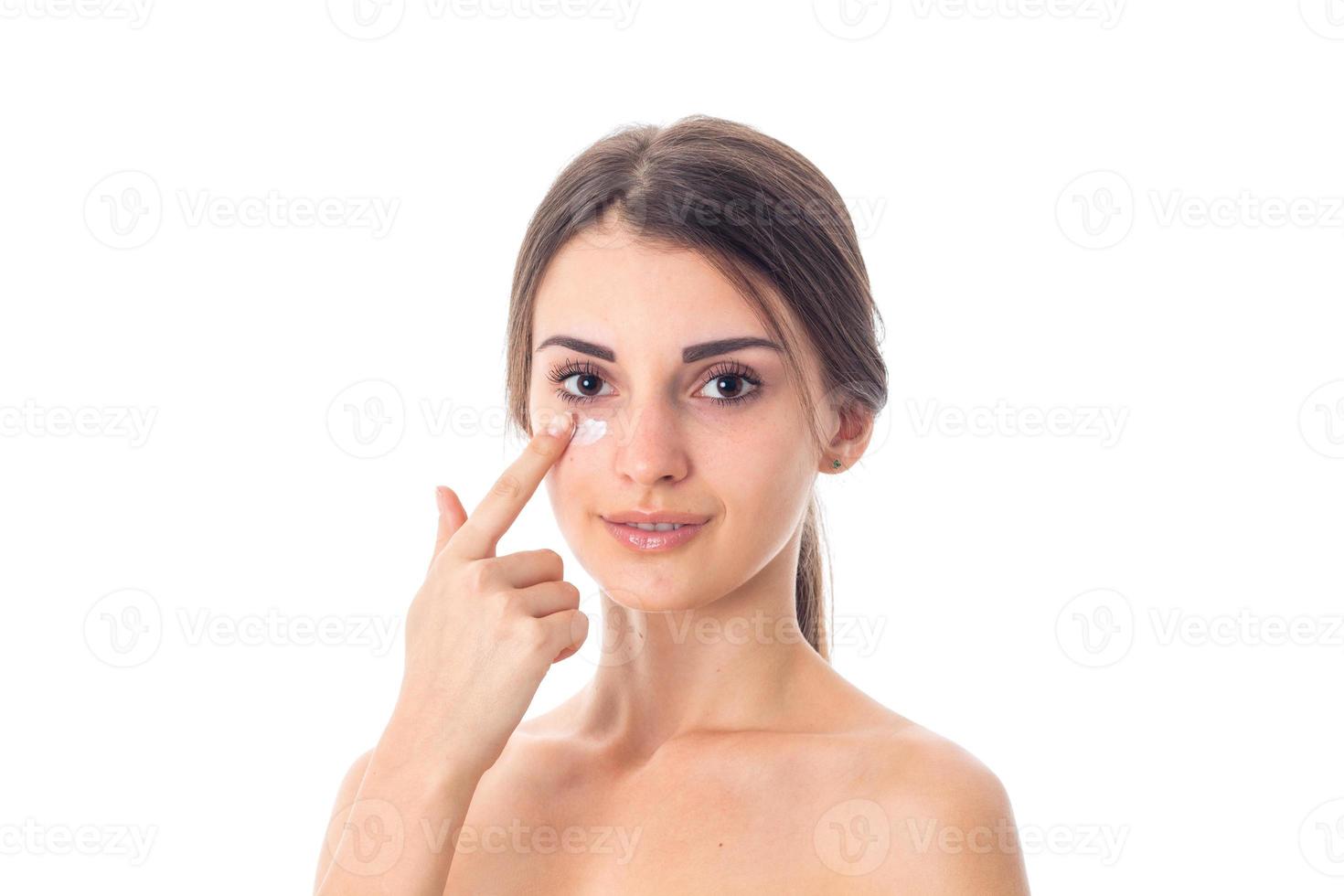 Young girl takes care her skin. photo