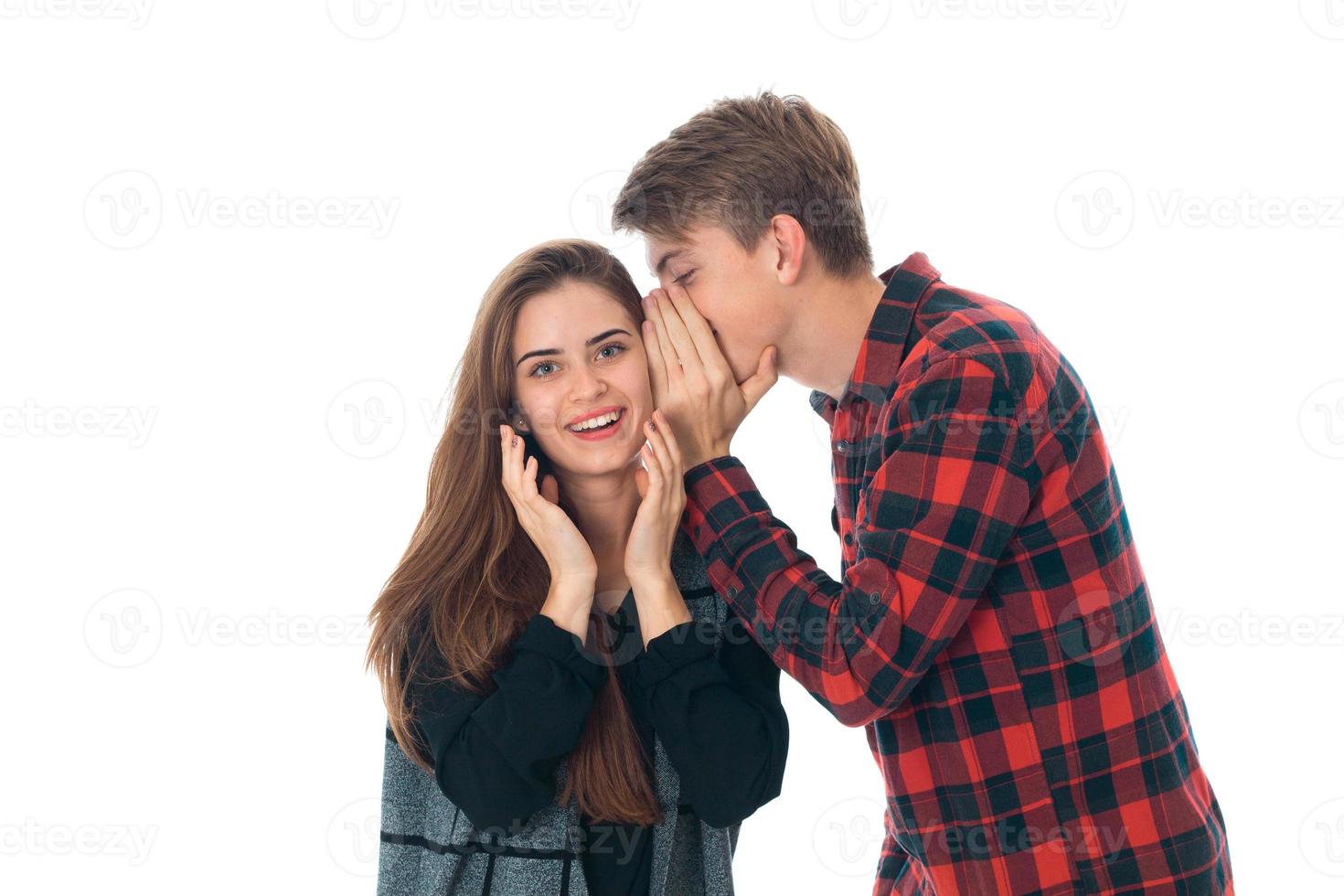 stylish couple in love in studio photo