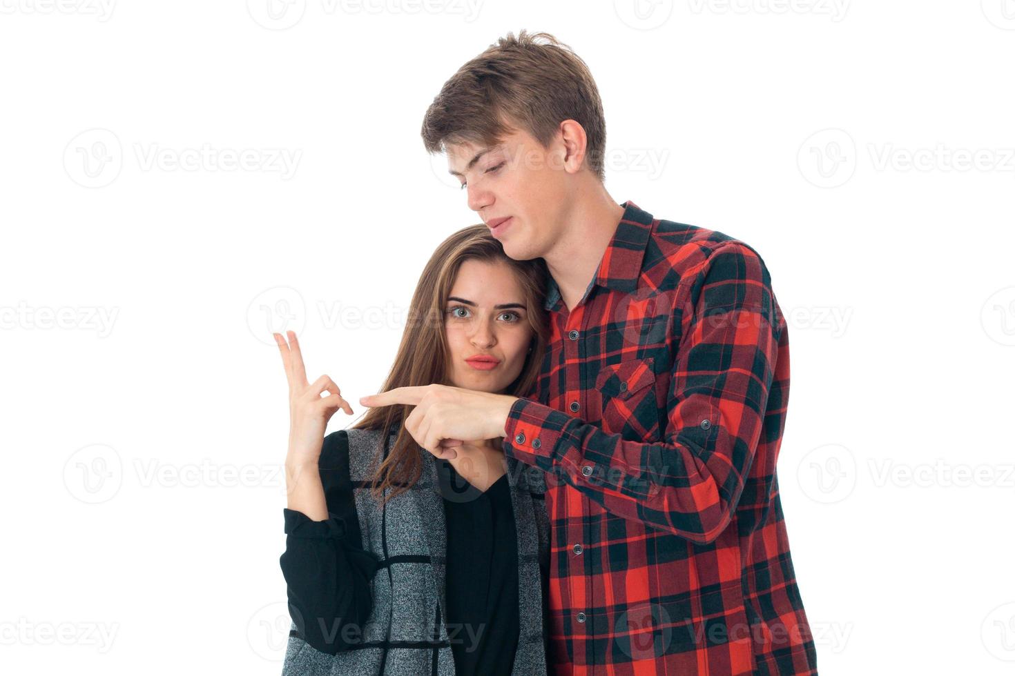 stylish couple in love in studio photo