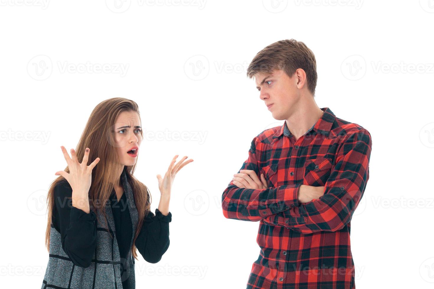 stylish couple in love in studio photo