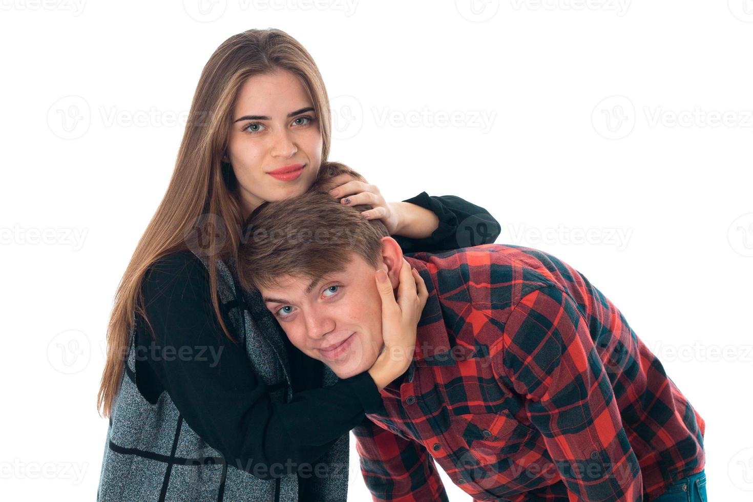 stylish couple in love in studio photo