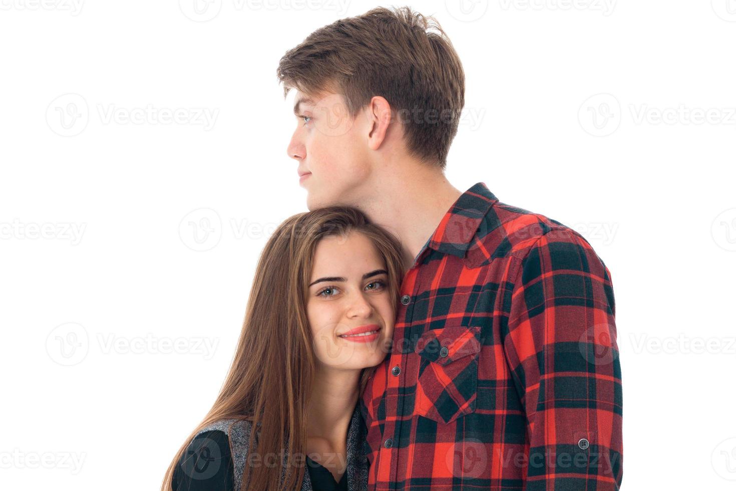 stylish couple in love in studio photo