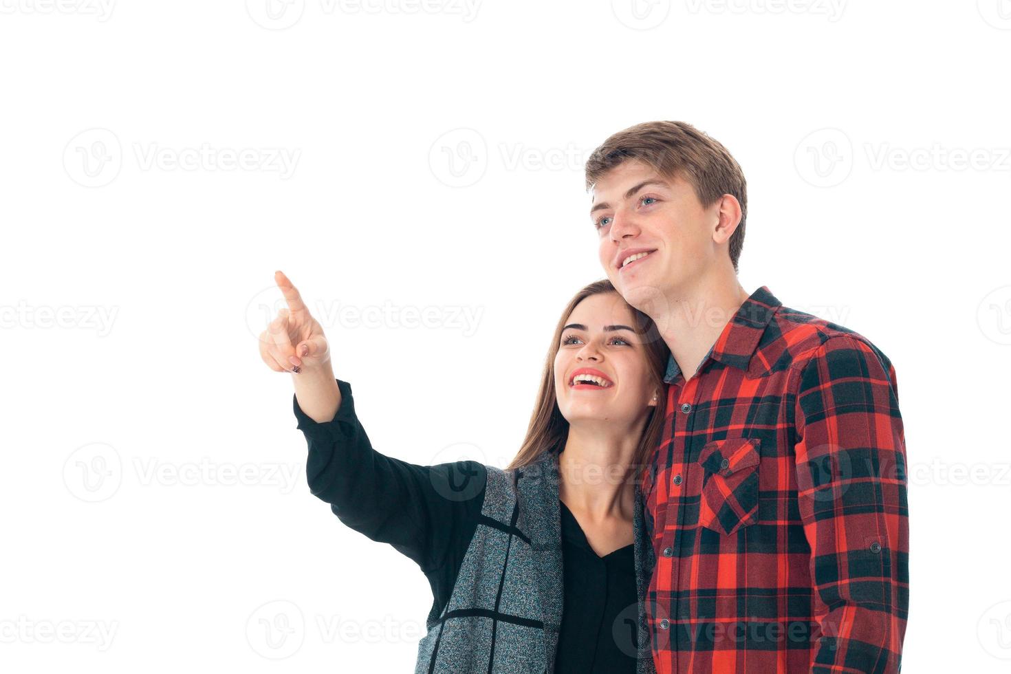 stylish couple in love in studio photo