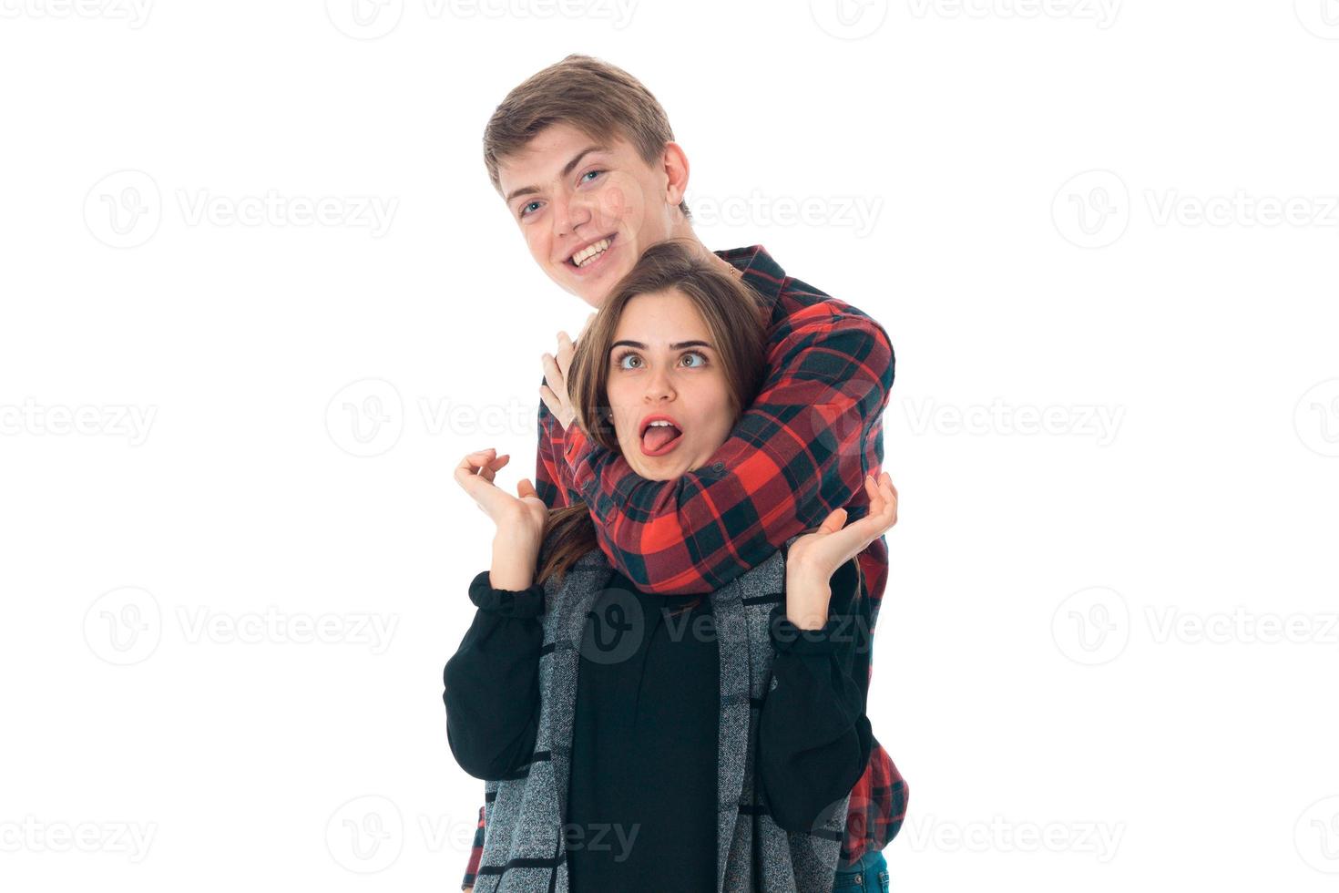 stylish couple in love in studio photo