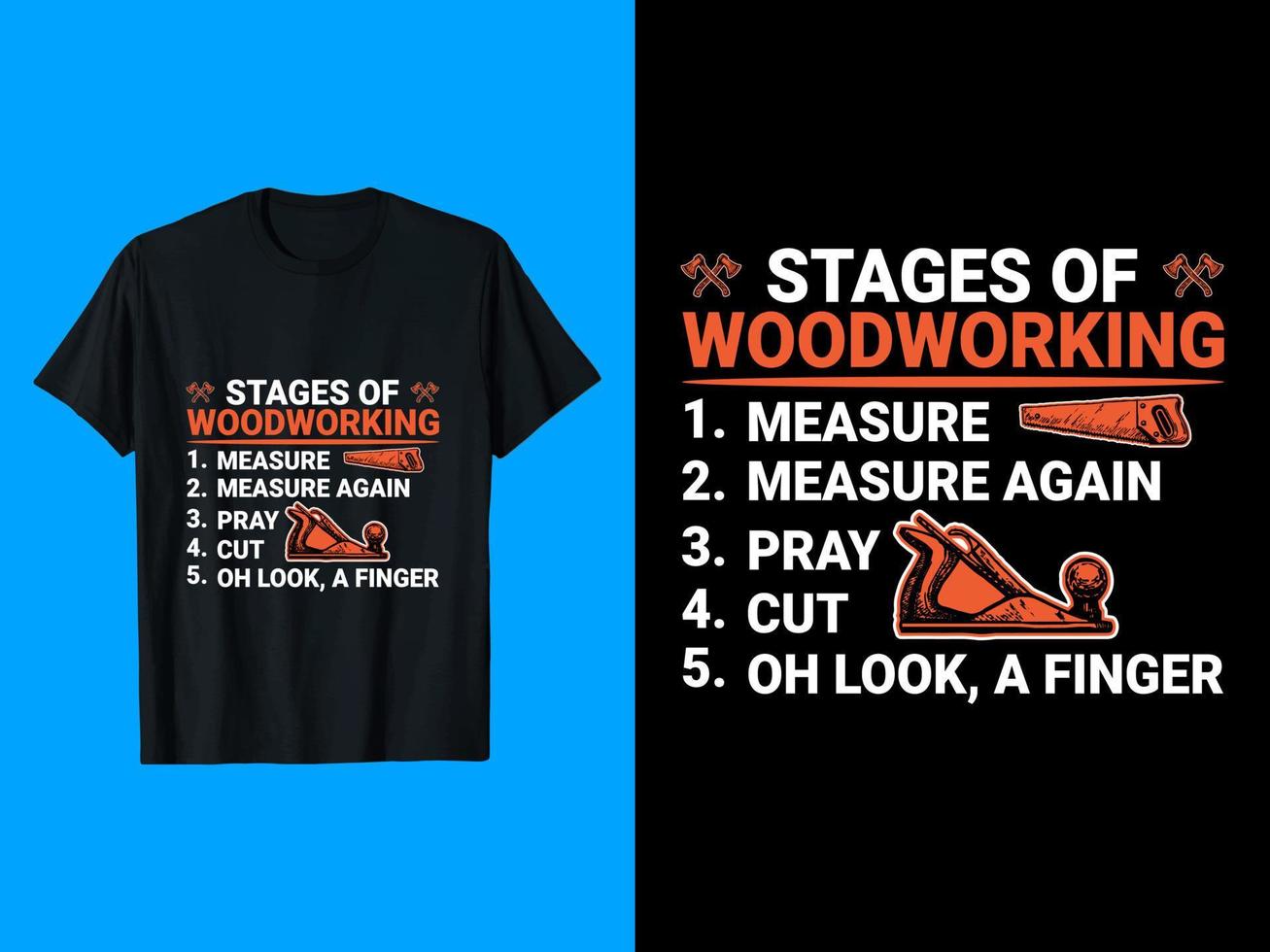 etapas del diseño de camisetas de carpintería vector