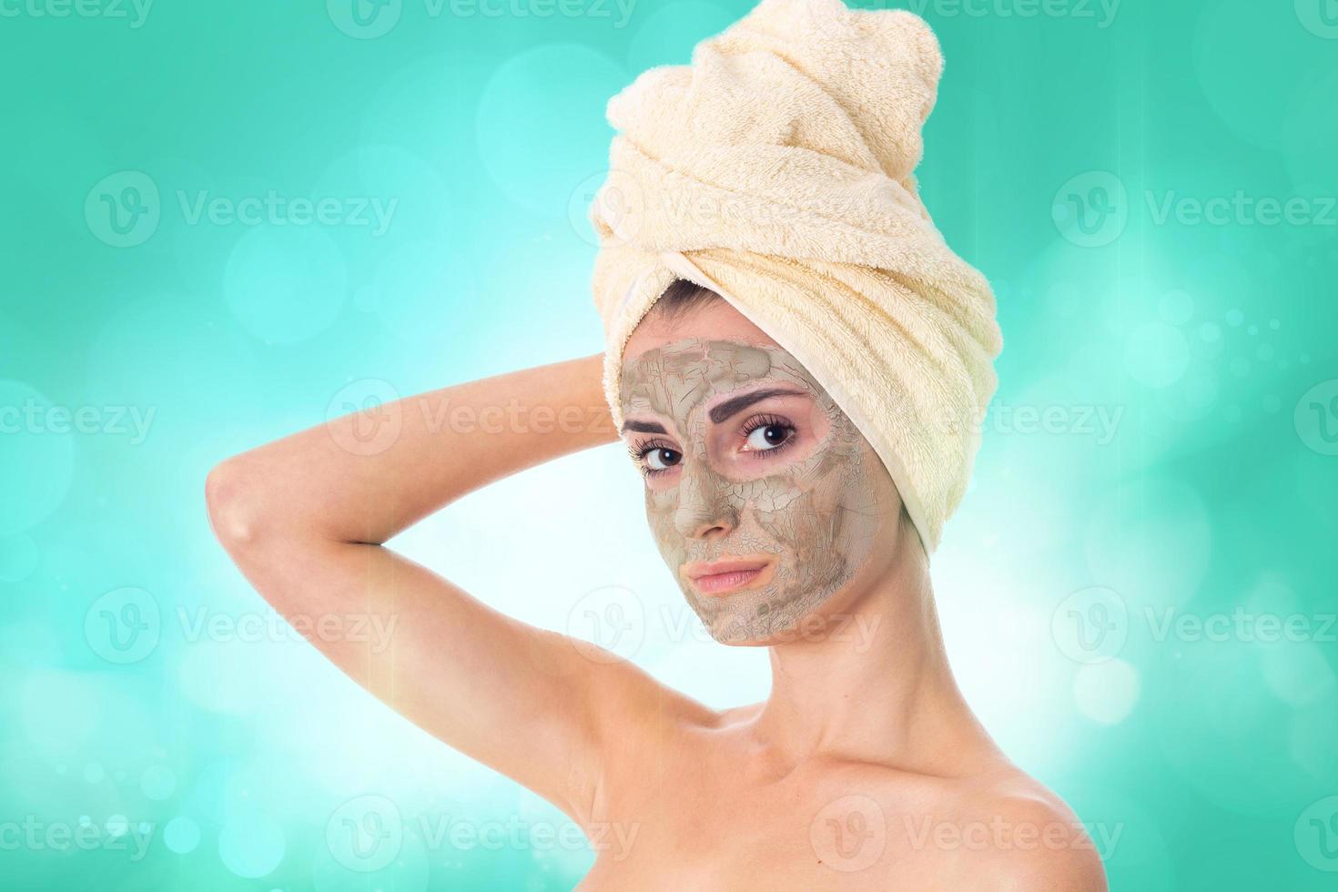 Young girl takes care her skin. photo