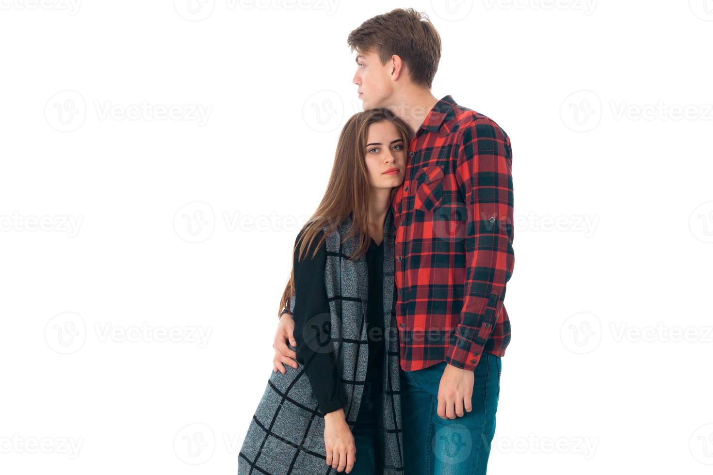 stylish couple in love in studio photo