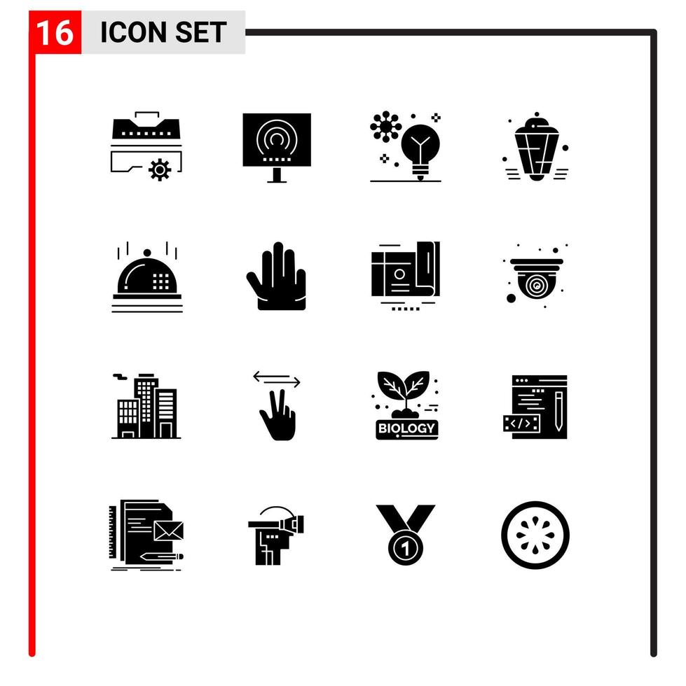 Pictogram Set of 16 Simple Solid Glyphs of eid lamp stream lantern intelligence Editable Vector Design Elements