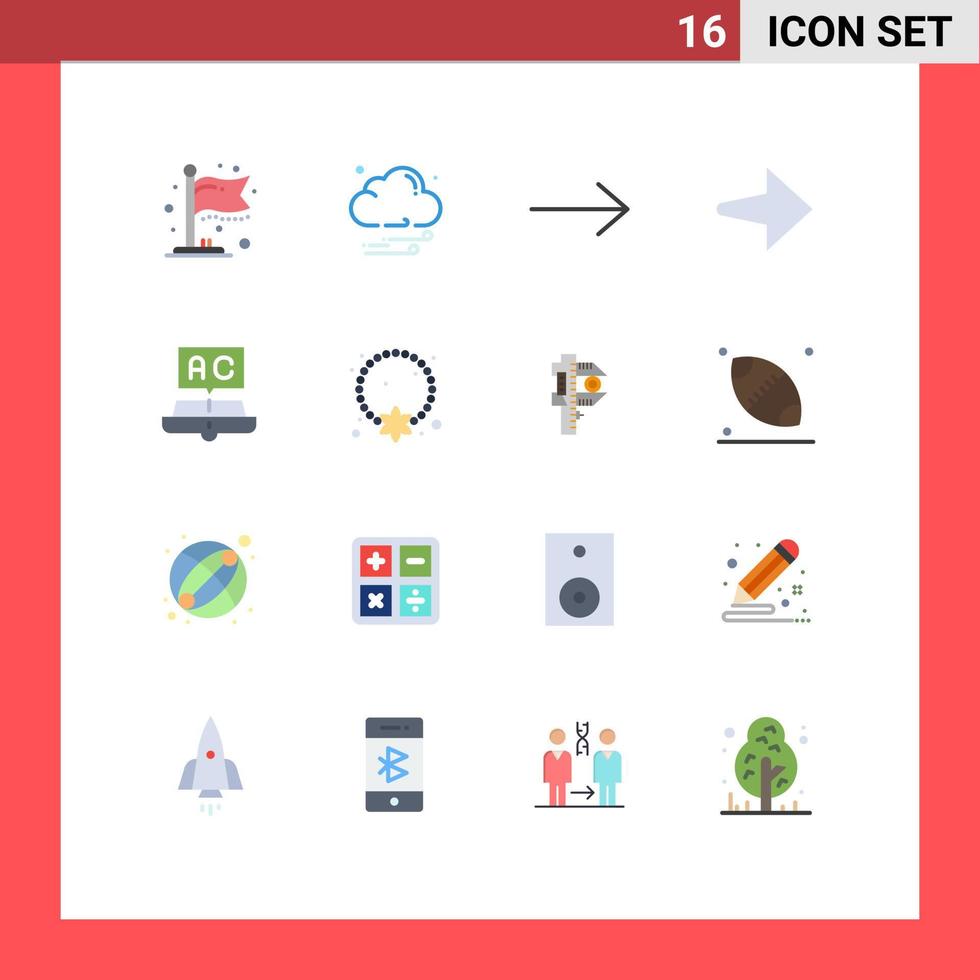 conjunto de 16 iconos de interfaz de usuario modernos signos de símbolos para collar colgante estudio de medallón de libro paquete editable de elementos de diseño de vectores creativos