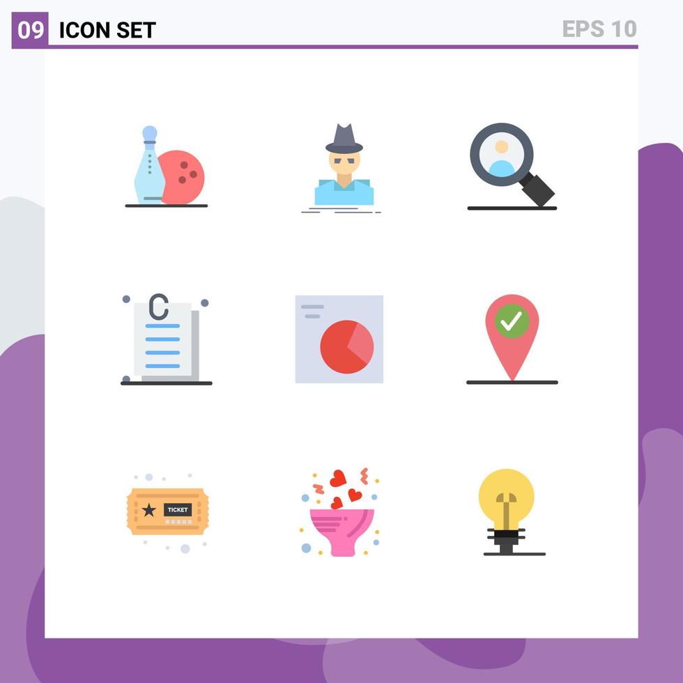 Universal Icon Symbols Group of 9 Modern Flat Colors of analytics ui thief online attachment Editable Vector Design Elements