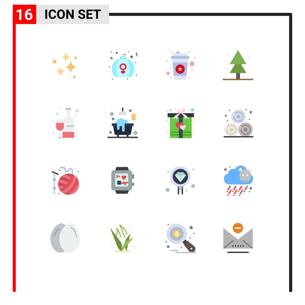 Group of 16 Modern Flat Colors Set for tree nature perfume forest coffee Editable Pack of Creative Vector Design Elements