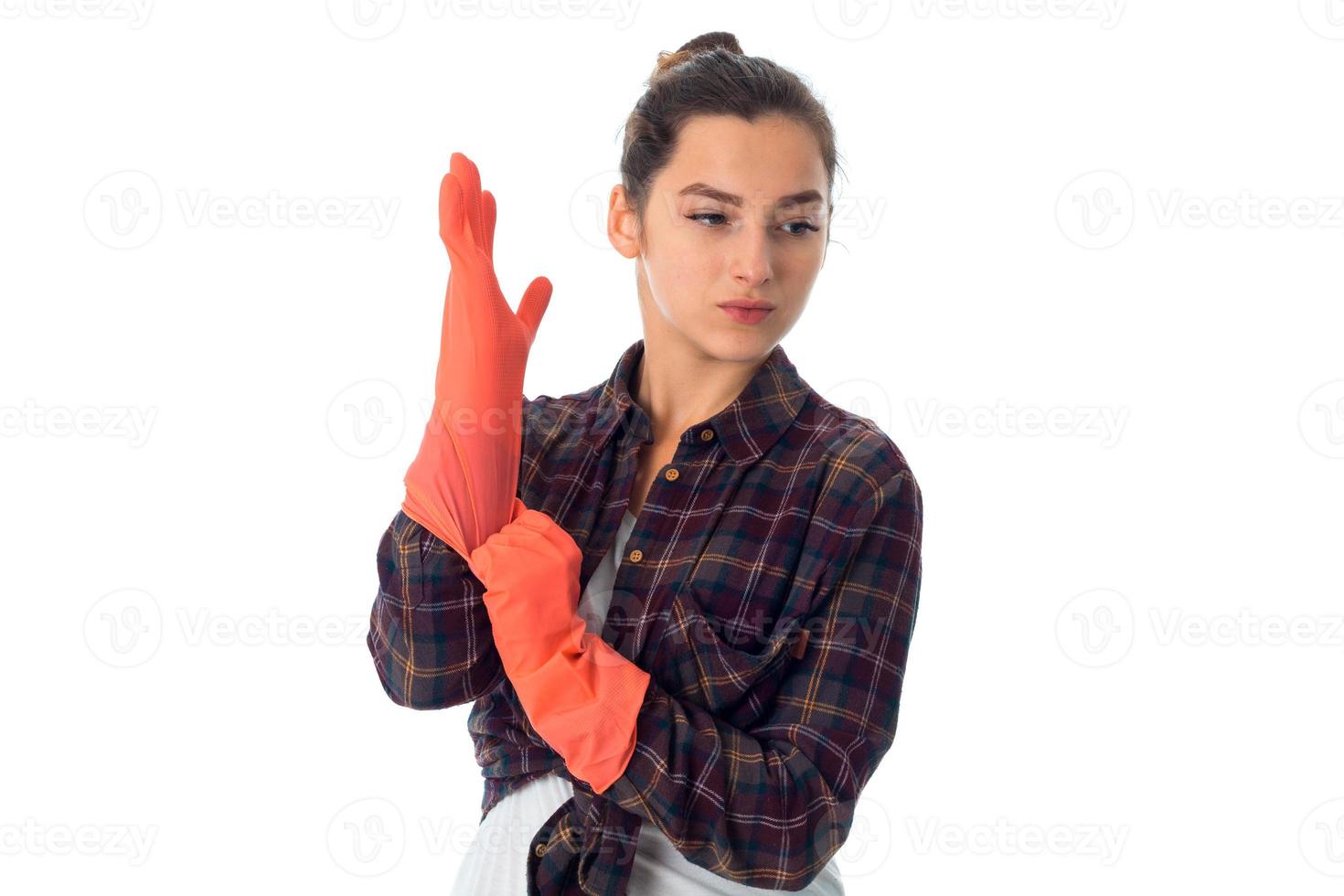 young maid woman with cleansers photo