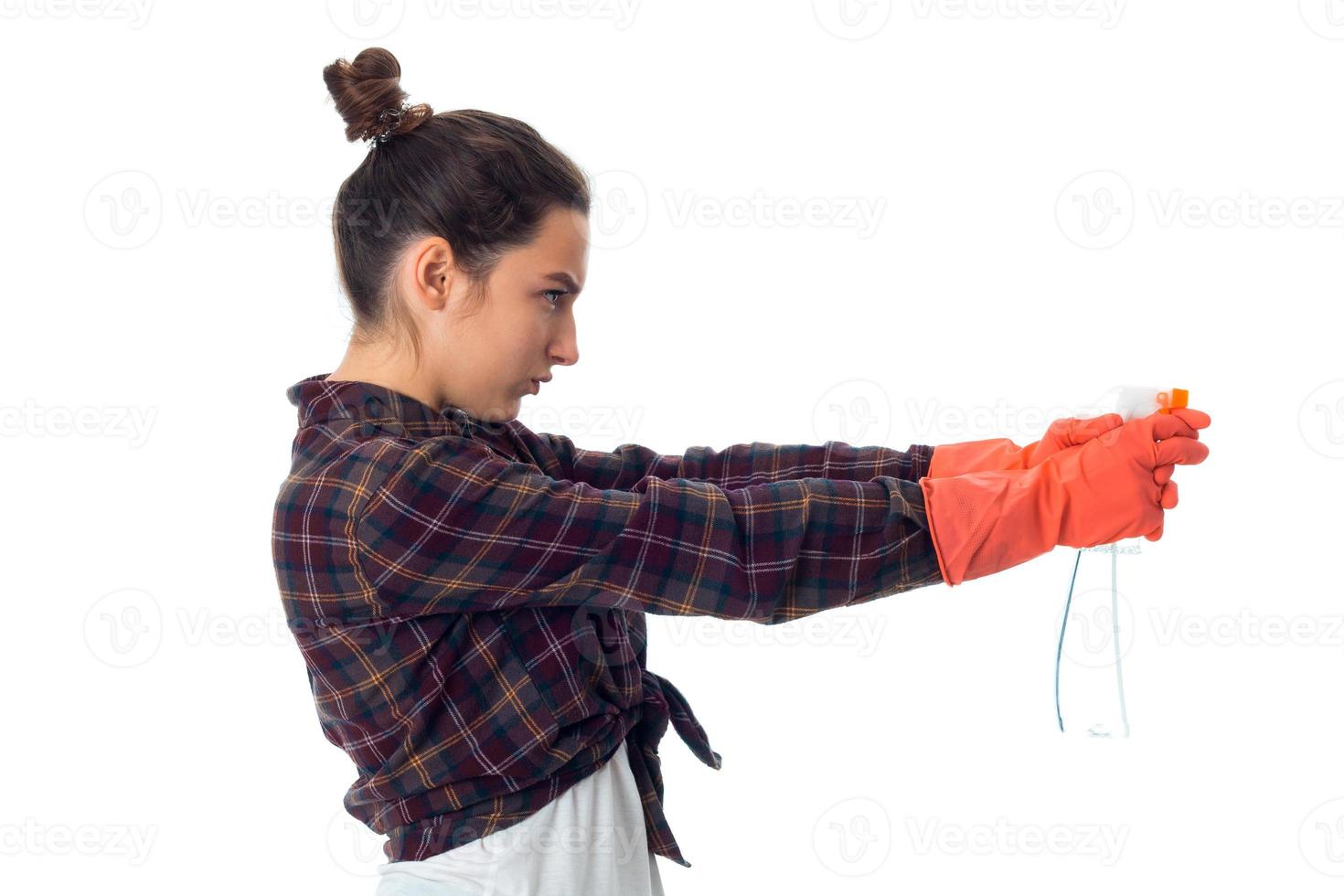 young maid woman with cleansers photo