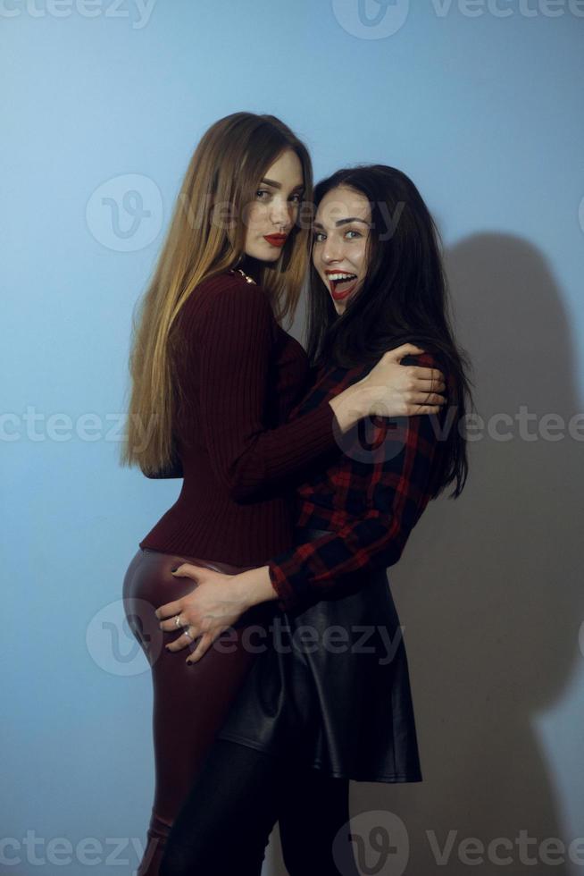 two beautiful women in studio photo