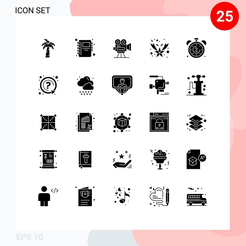 Set of 25 Modern UI Icons Symbols Signs for discount time film discount fallen Editable Vector Design Elements