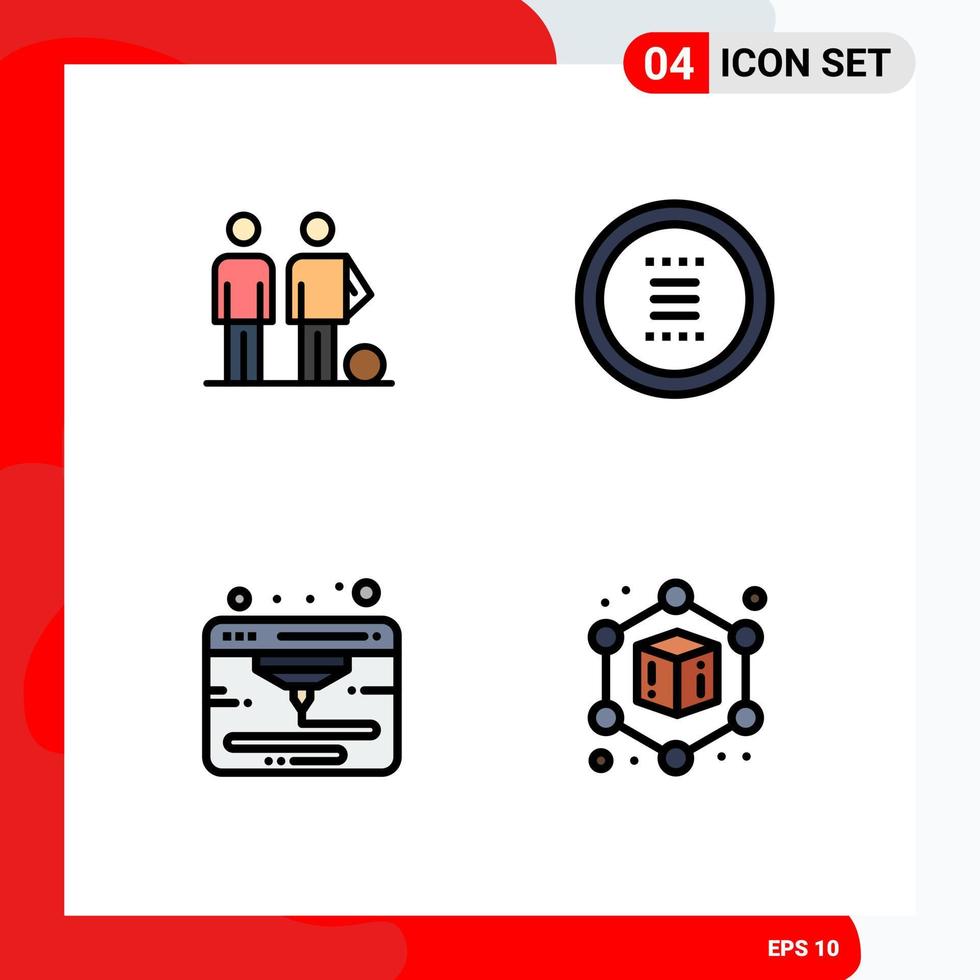Mobile Interface Filledline Flat Color Set of 4 Pictograms of amateur navigation friends circle web Editable Vector Design Elements