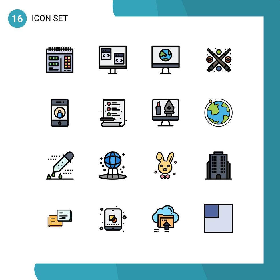 Stock Vector Icon Pack of 16 Line Signs and Symbols for add game app fun network Editable Creative Vector Design Elements