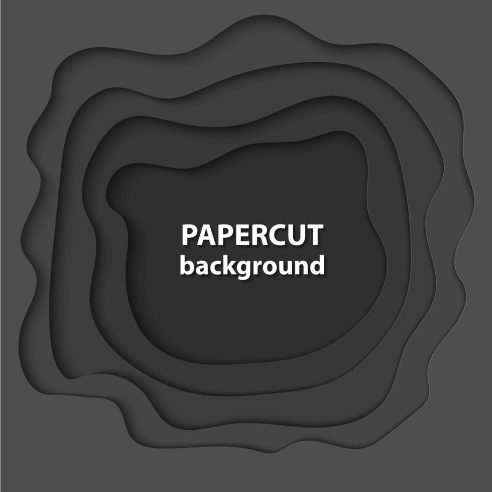 fondo vectorial con formas de corte de papel de color negro. Estilo de arte de papel abstracto 3d, diseño de diseño para presentaciones de negocios, volantes, carteles, impresiones, decoración, tarjetas, portada de folleto. vector