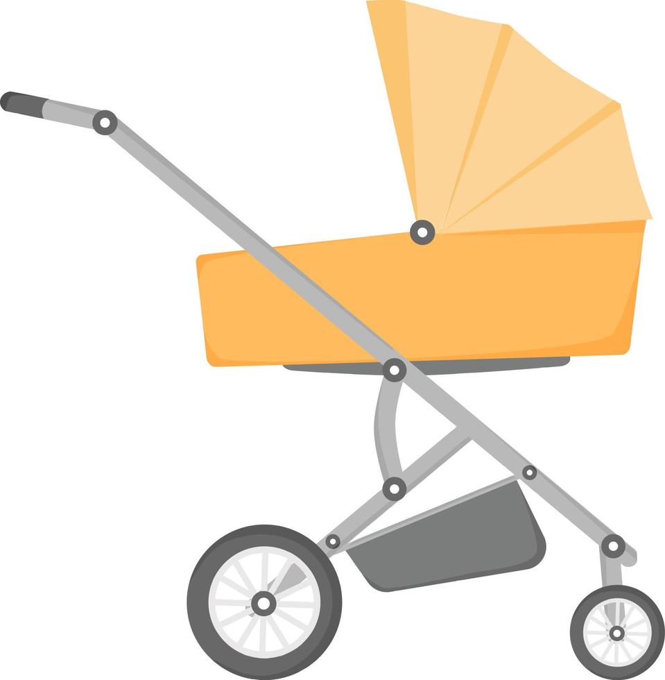 Modern baby carriage, stroller for newborn, baby pram. Baby stroller transformer. Vector illustration in flat style isolated on white background.