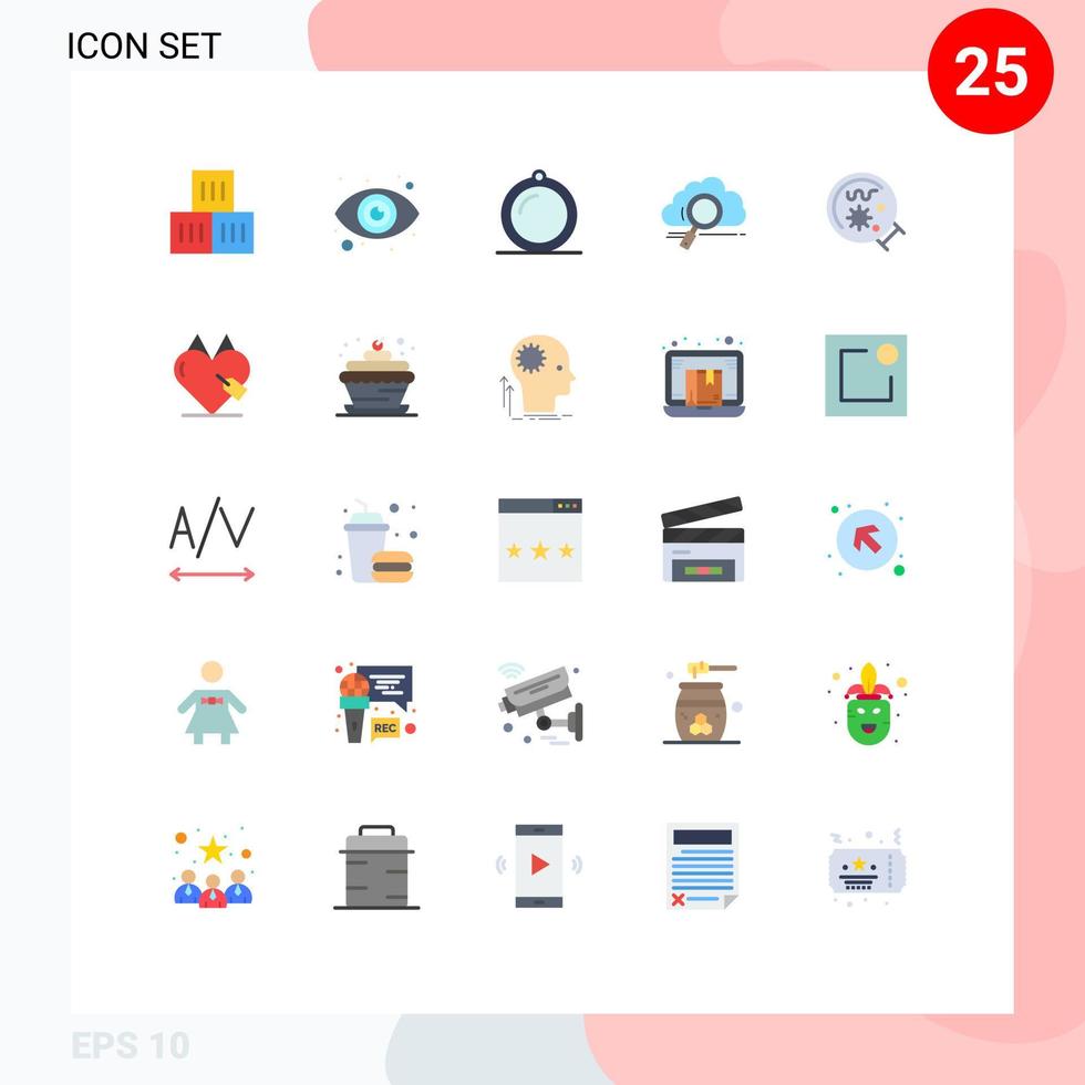 Mobile Interface Flat Color Set of 25 Pictograms of laboratory computing furniture technology search Editable Vector Design Elements