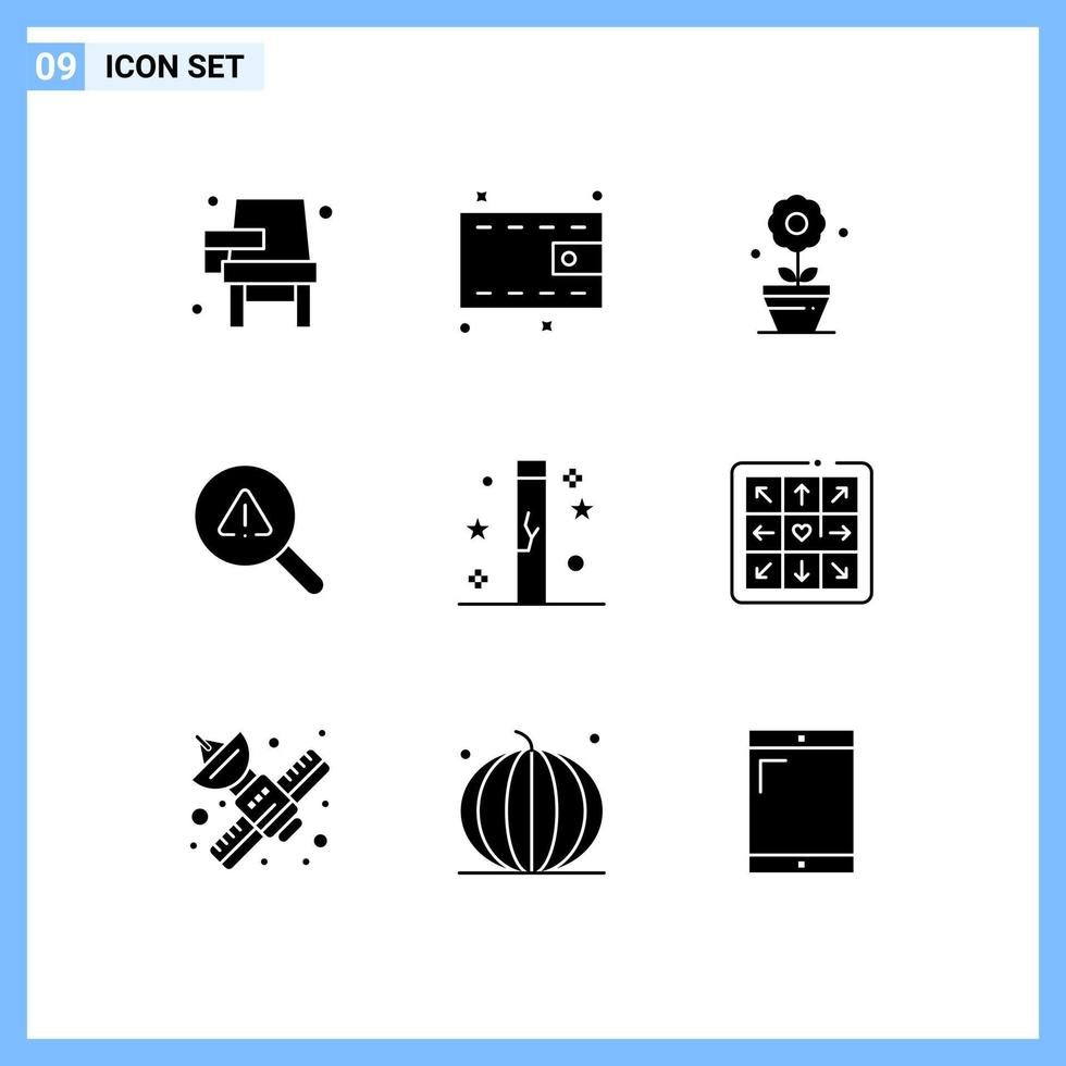 9 Thematic Vector Solid Glyphs and Editable Symbols of halloween celebration plant error search Editable Vector Design Elements