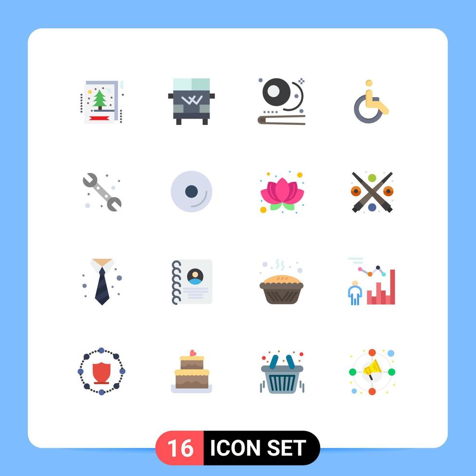 16 Thematic Vector Flat Colors and Editable Symbols of plumber walk billiards movement weelchair Editable Pack of Creative Vector Design Elements