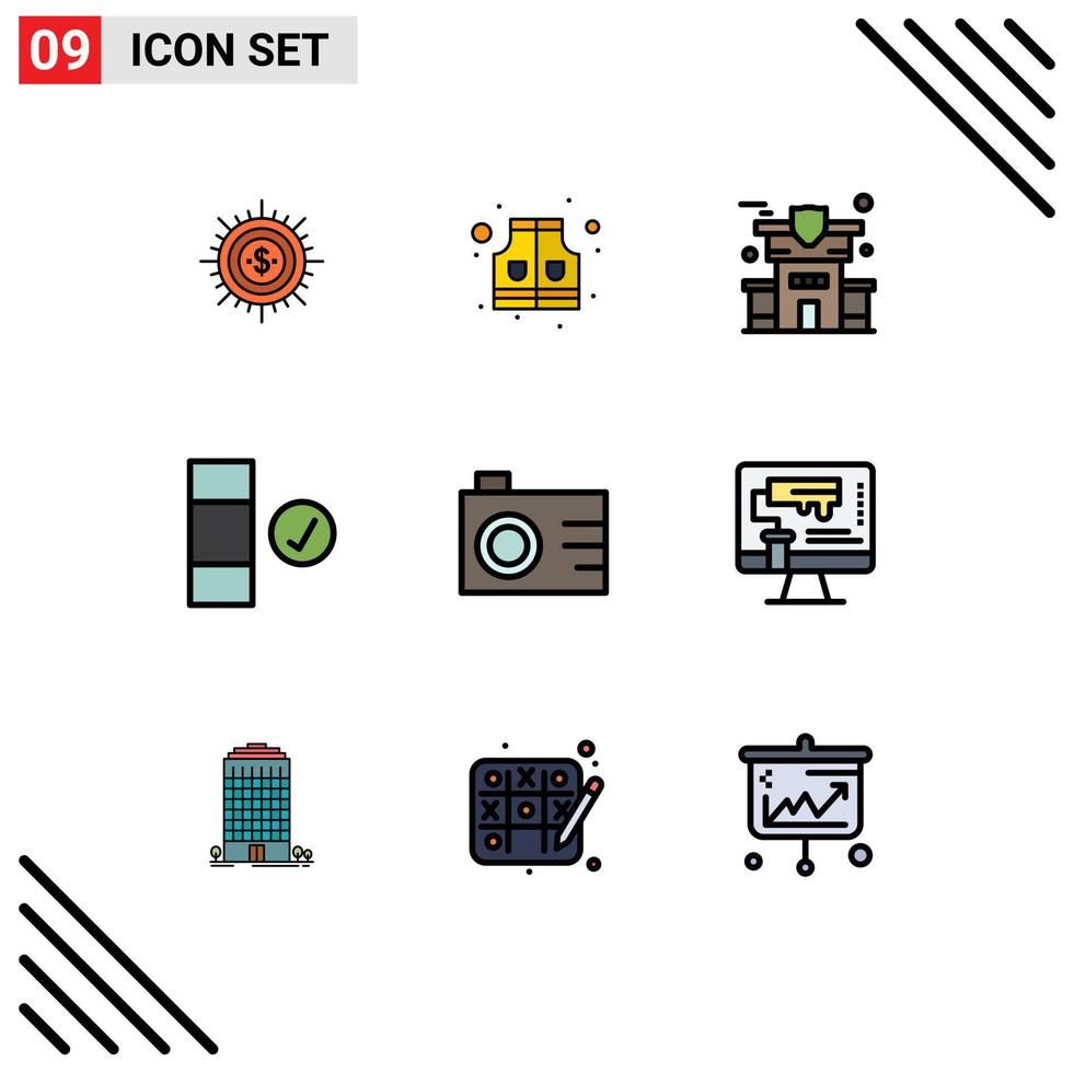 paquete de iconos de vector de stock de 9 signos y símbolos de línea para elementos de diseño de vector editables de propiedad completa de vida de datos digitales