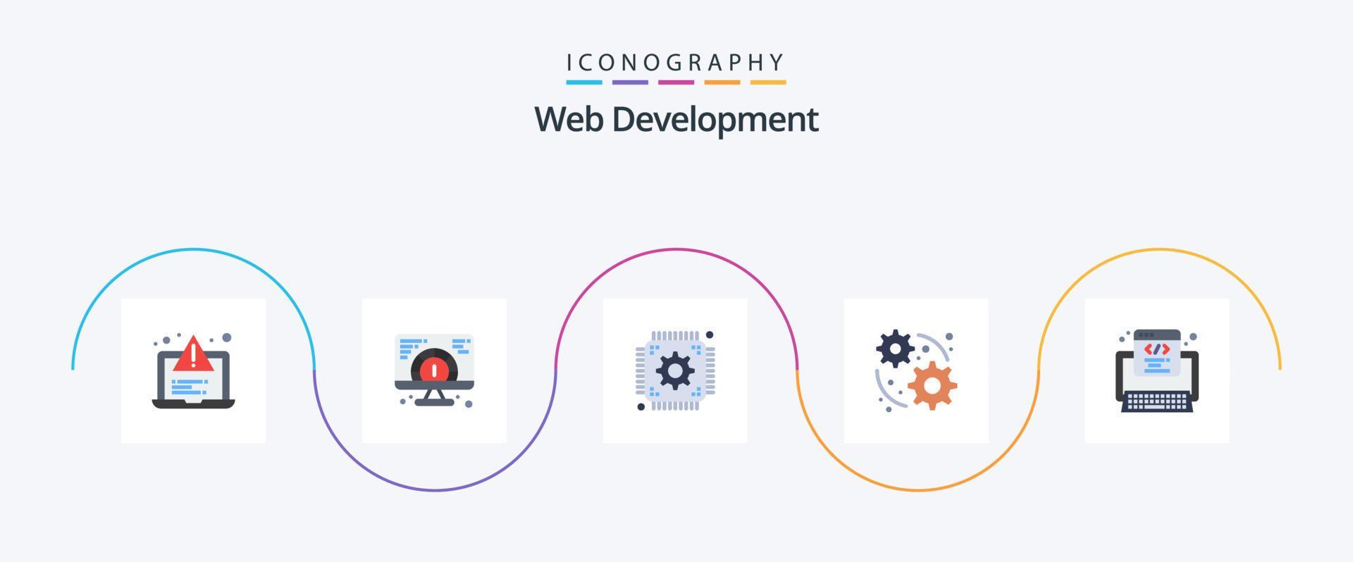 Web Development Flat 5 Icon Pack Including program. code. chip. gear ...