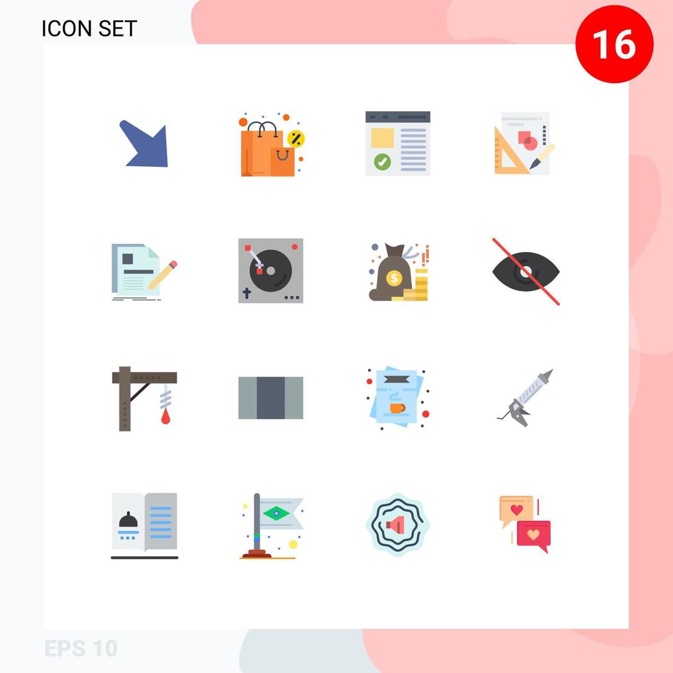 16 Flat Color concept for Websites Mobile and Apps file graph coding mathematics book Editable Pack of Creative Vector Design Elements