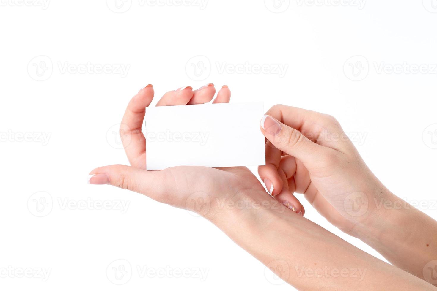 women's hands which is a white leaf close-up isolated on  background photo