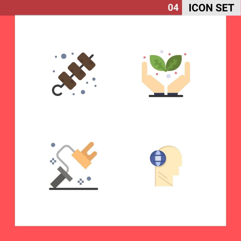 Group of 4 Flat Icons Signs and Symbols for camping roller travel save the world business Editable Vector Design Elements