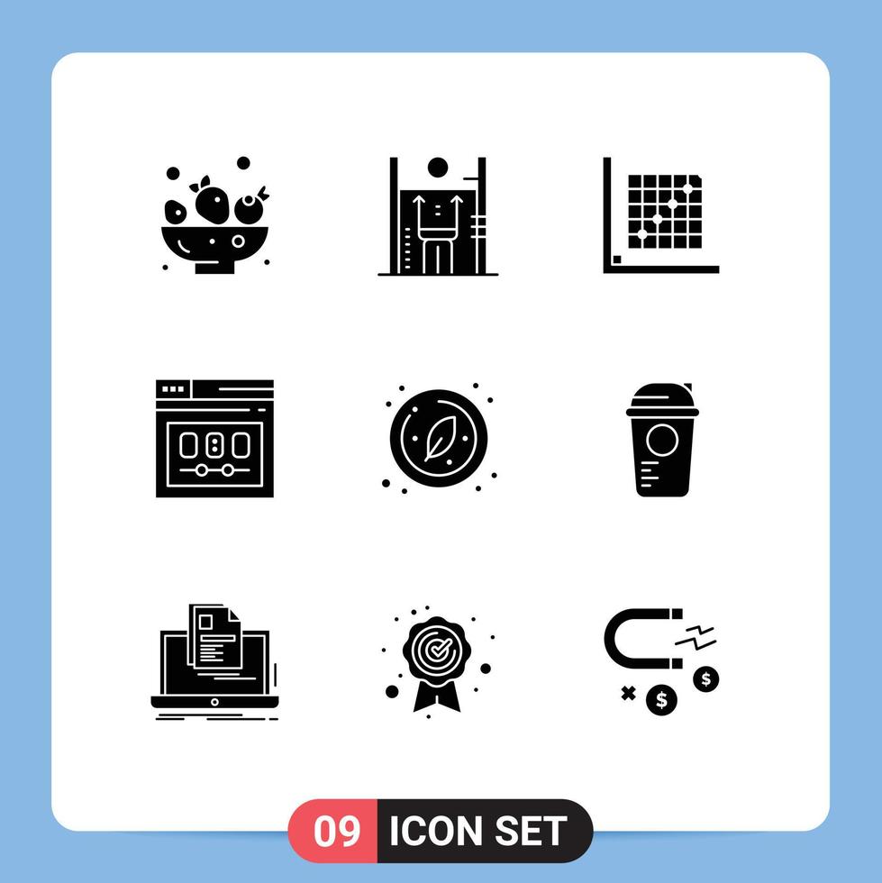 9 Universal Solid Glyph Signs Symbols of webpage template color page grid Editable Vector Design Elements