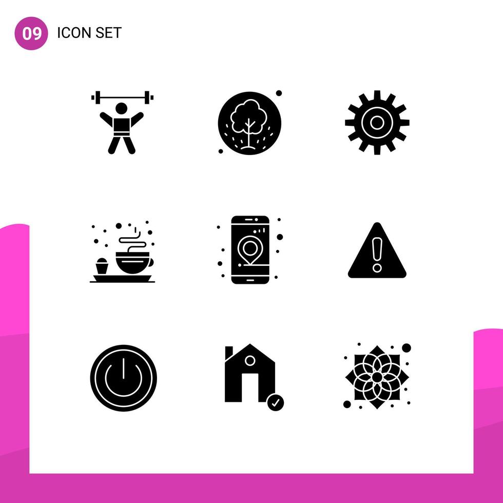Set of 9 Modern UI Icons Symbols Signs for app plate summer breakfast wheel Editable Vector Design Elements