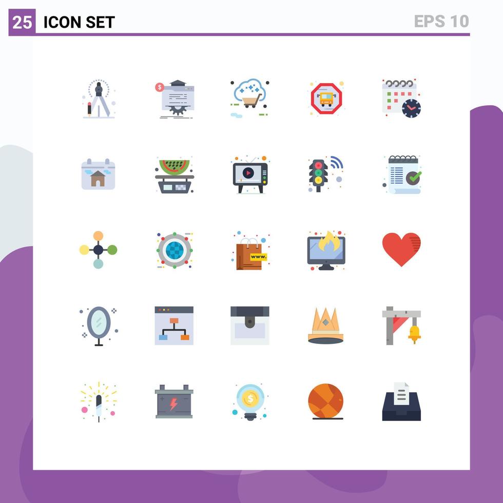 25 Universal Flat Colors Set for Web and Mobile Applications time calender buy public transit shopping Editable Vector Design Elements