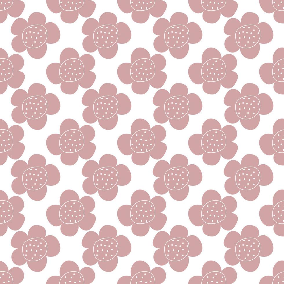 patrón floral vector transparente con flores. flor de primavera estilo infantil simple dibujado a mano. bastante ditsy para tela, textil, papel pintado. papel digital en fondo blanco