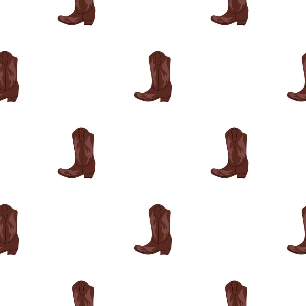 Cowboy boots with ornament seamless pattern. Wild west theme. Hand drawn colored trendy vector illustration on white background