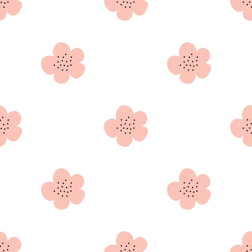 patrón floral vector transparente con flores. flor de primavera estilo infantil simple dibujado a mano. bastante ditsy para tela, textil, papel pintado. papel digital en fondo blanco