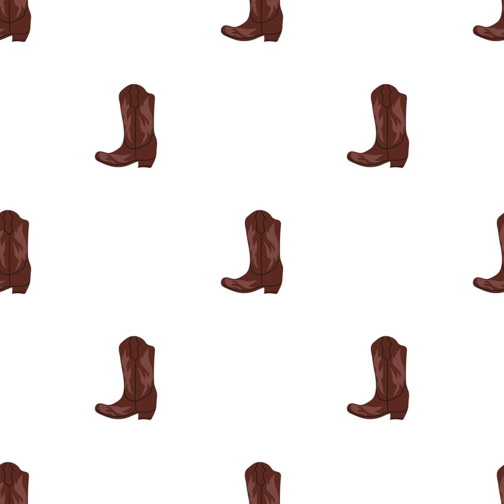 Cowboy boots with ornament seamless pattern. Wild west theme. Hand drawn colored trendy vector illustration on white background