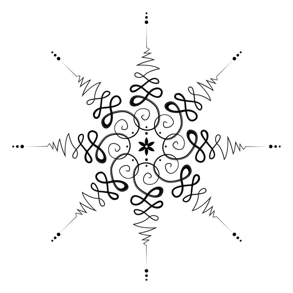 símbolo de mandala unalome, flor de la vida. signo hindú o budista que representa el camino hacia la iluminación. icono de tatuaje de yantras. dibujo simple de tinta en blanco y negro, ilustración vectorial aislada vector