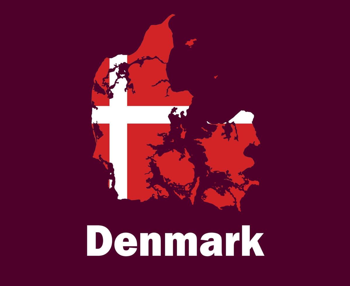 Denmark Map Flag With Names Symbol Design Europe football Final Vector European Countries Football Teams Illustration