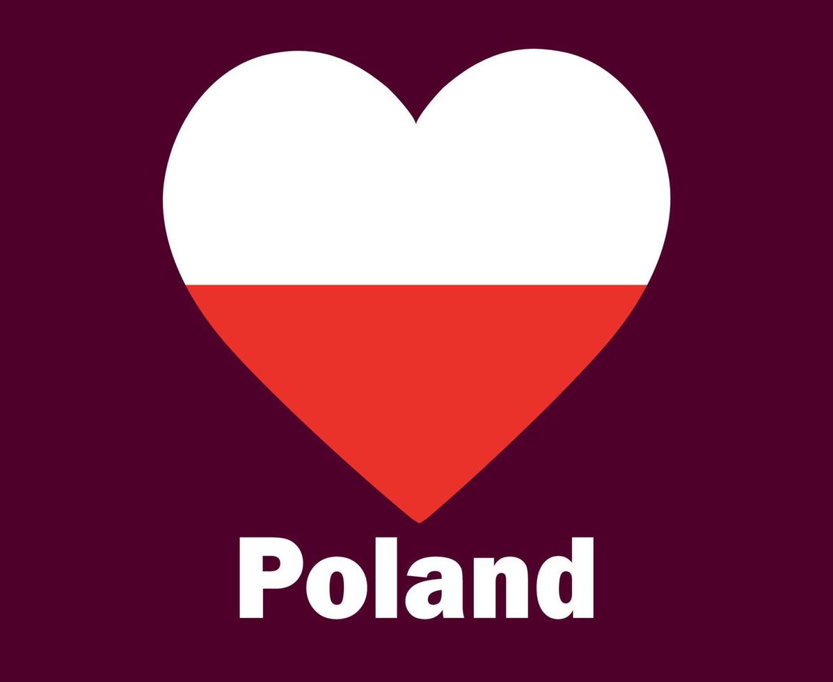 Poland Flag Heart With Names Symbol Design Europe football Final Vector European Countries Football Teams Illustration