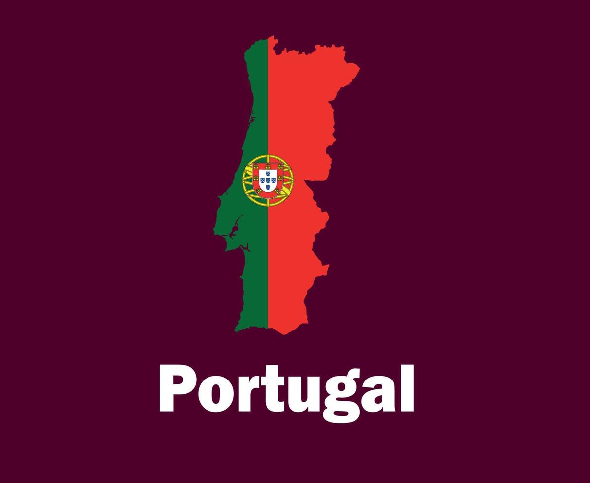 Portugal Map Flag With Names Symbol Design Europe football Final Vector European Countries Football Teams Illustration