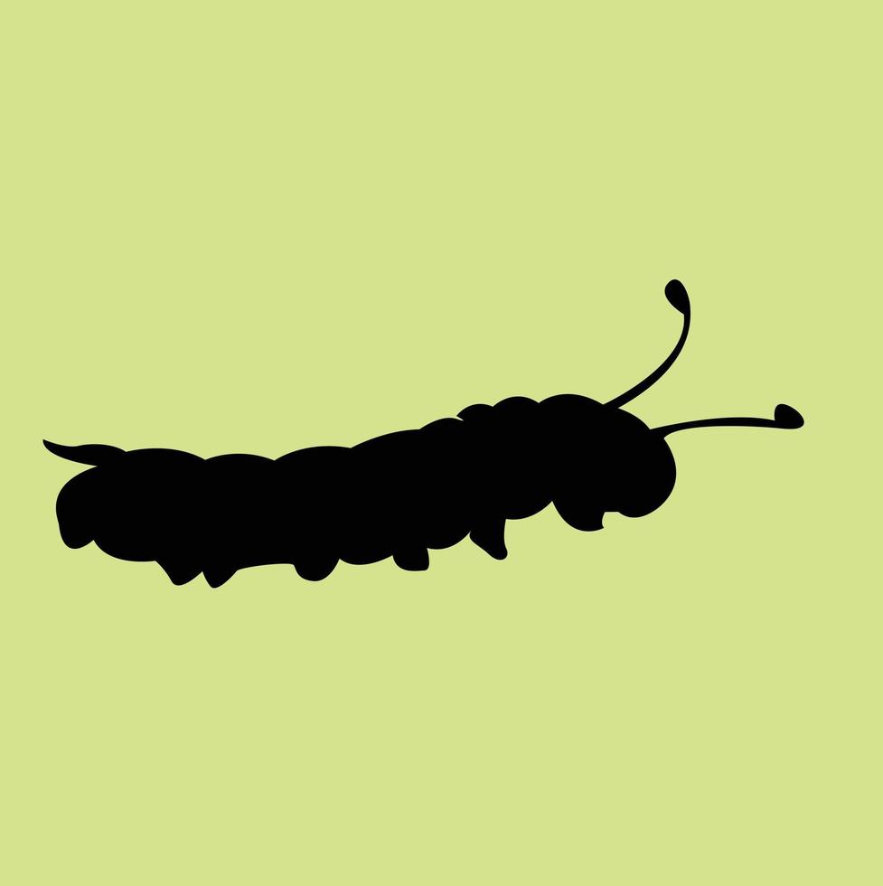 Vector illustration silhouette animal caterpillars set isolated on green background
