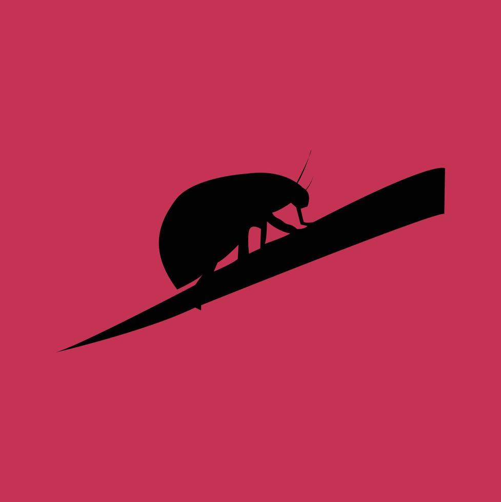 Vector illustration silhouette animal beetle set isolated on red background
