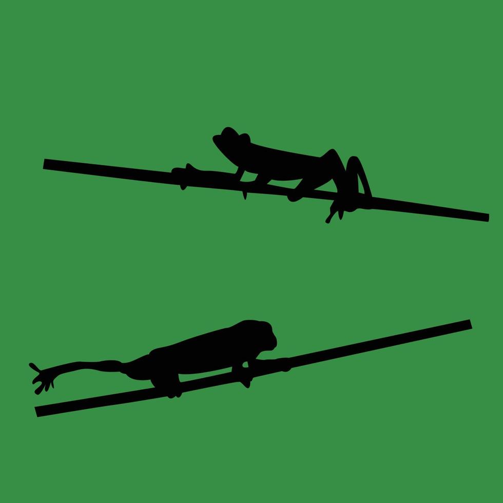ilustración vectorial silueta animal rana conjunto aislado sobre fondo verde vector