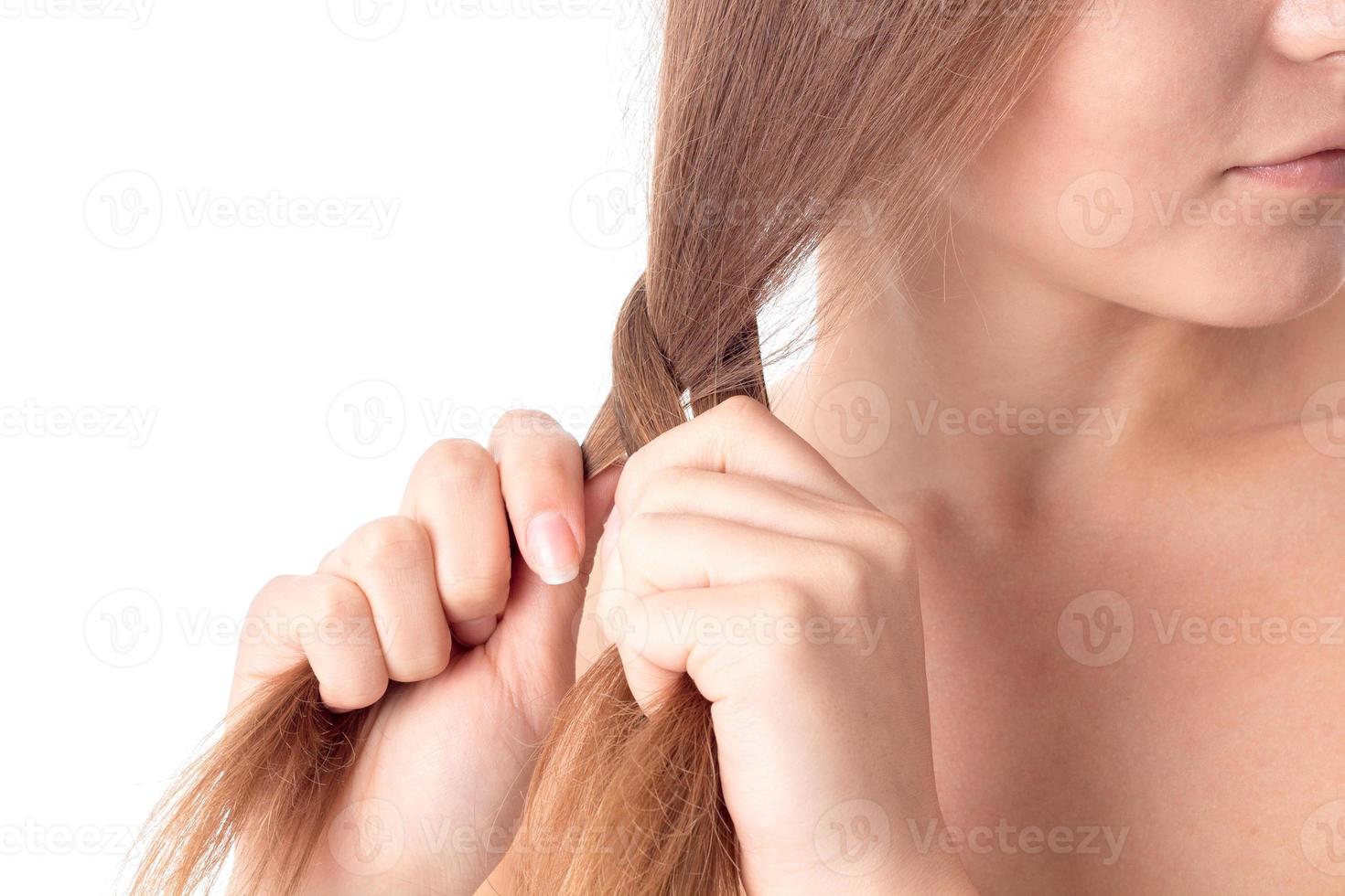girl weave pigtail yourselfer close-up photo