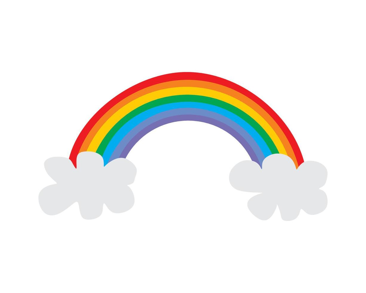 Rainbow Color With Cloud, isolated on white background Vector